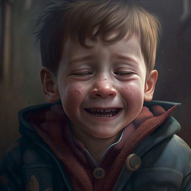 ai generated image of a young boy crying and distraught