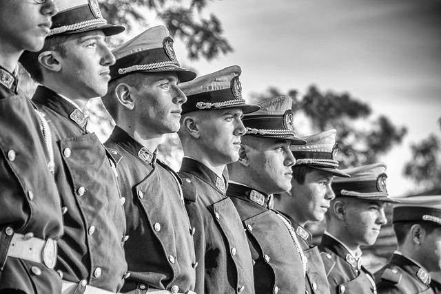 Black and white close up photo of military roll-call.