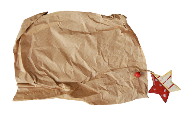 A messy brown-paper wrapped object with a cute star tag.